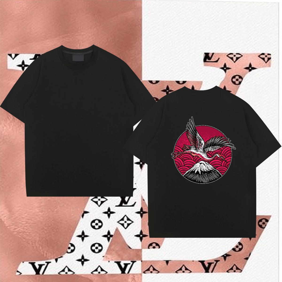 Brand Men T Shirts 230g 100% Cotton eagle Casual Clothes Breathable Crew Neck Loose Men Tees Anime Print