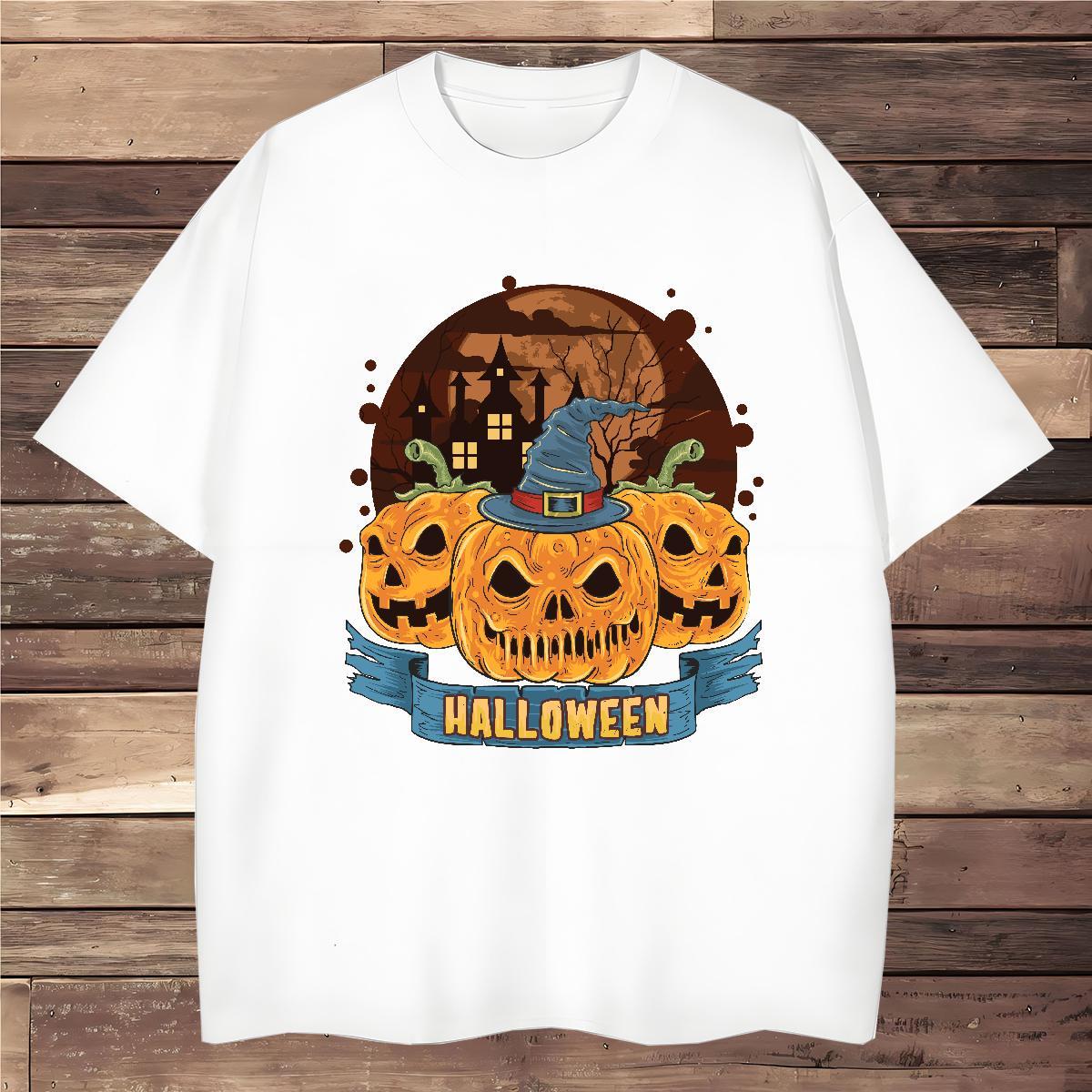 T shirt 230g 100% Cotton Halloween Spring Summer Breathable Short Sleeve Custom Printing Mens Tshirts Fashion Classic Tops Tees