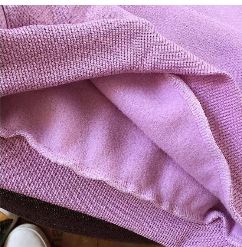 Women Solid Color Oversize Hoodie Harajuku Plus Velvet Winter Basic Sweatshirt Casual Long Sleeve Thicken Hooded Tops Hoody 240806