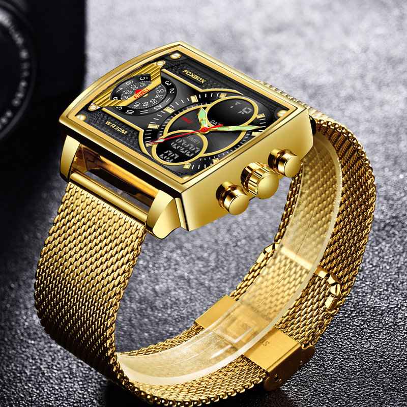 LIGE Men's Quartz Electronic Dual Display Watch Multi-functional Waterproof watch Glow-in-the Dark Calendar Teen Student Watch Stainless Steel me