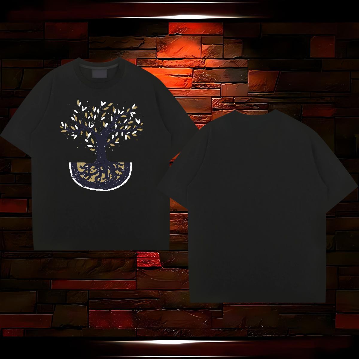 T-Shirts for Men 230g Pure Cotton tree Hip Hop O Neck Short Sleeves Anime Men Tees New Designer Comfortable Wear