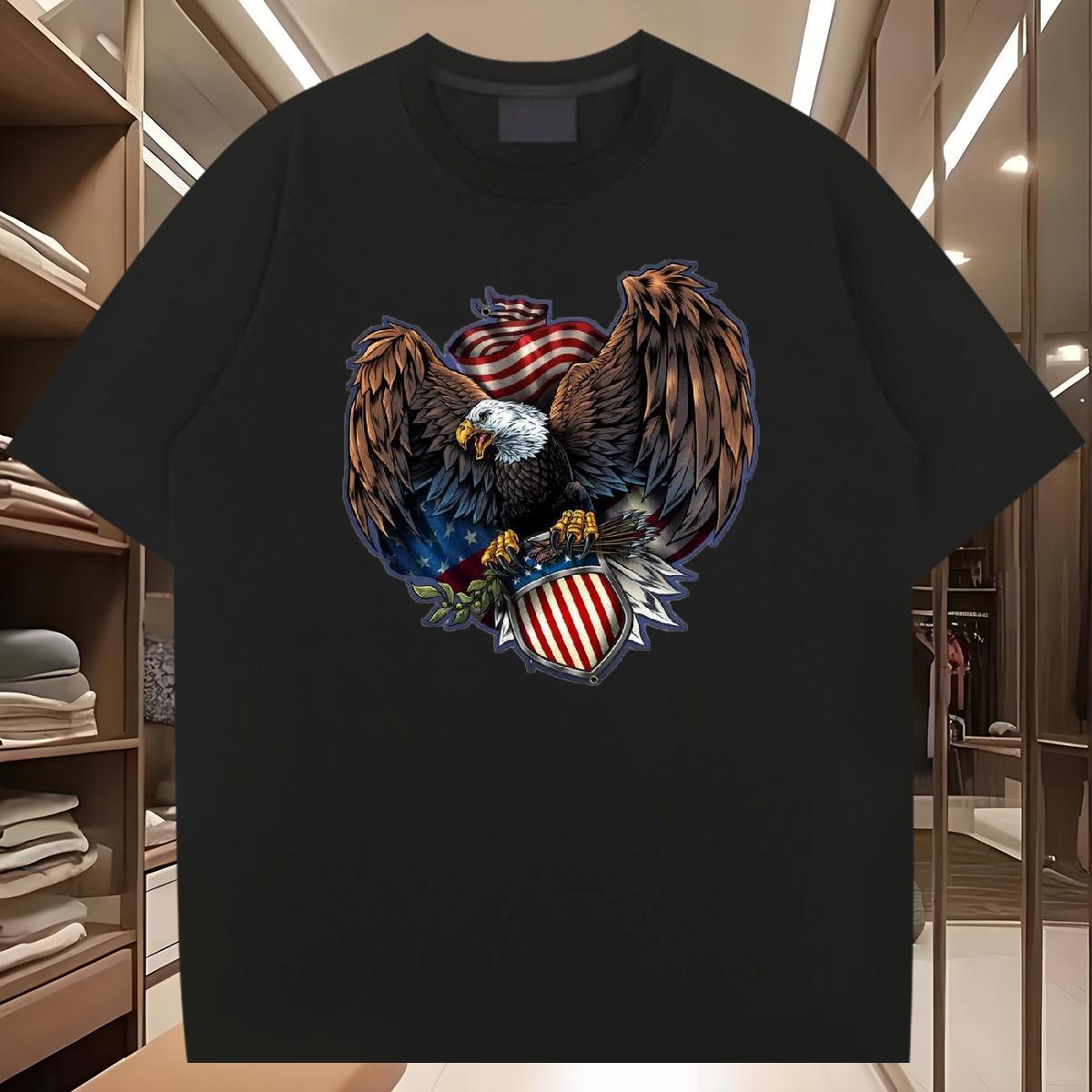 Wholesale T shirt 230g Cotton eagle Anime Printing Street Tops O Neck Short Sleeves Unisex Men Tees DIY