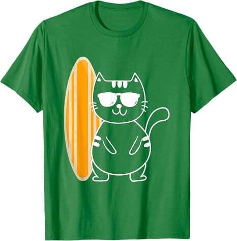 2025S Fashion Designer T Shirt Mens Cat Surfing Surfboard Beach Ocean Waves Surfer T Shirt Shirts Tshirt Graphic Tee Casual Tops Summer Clothes Short 