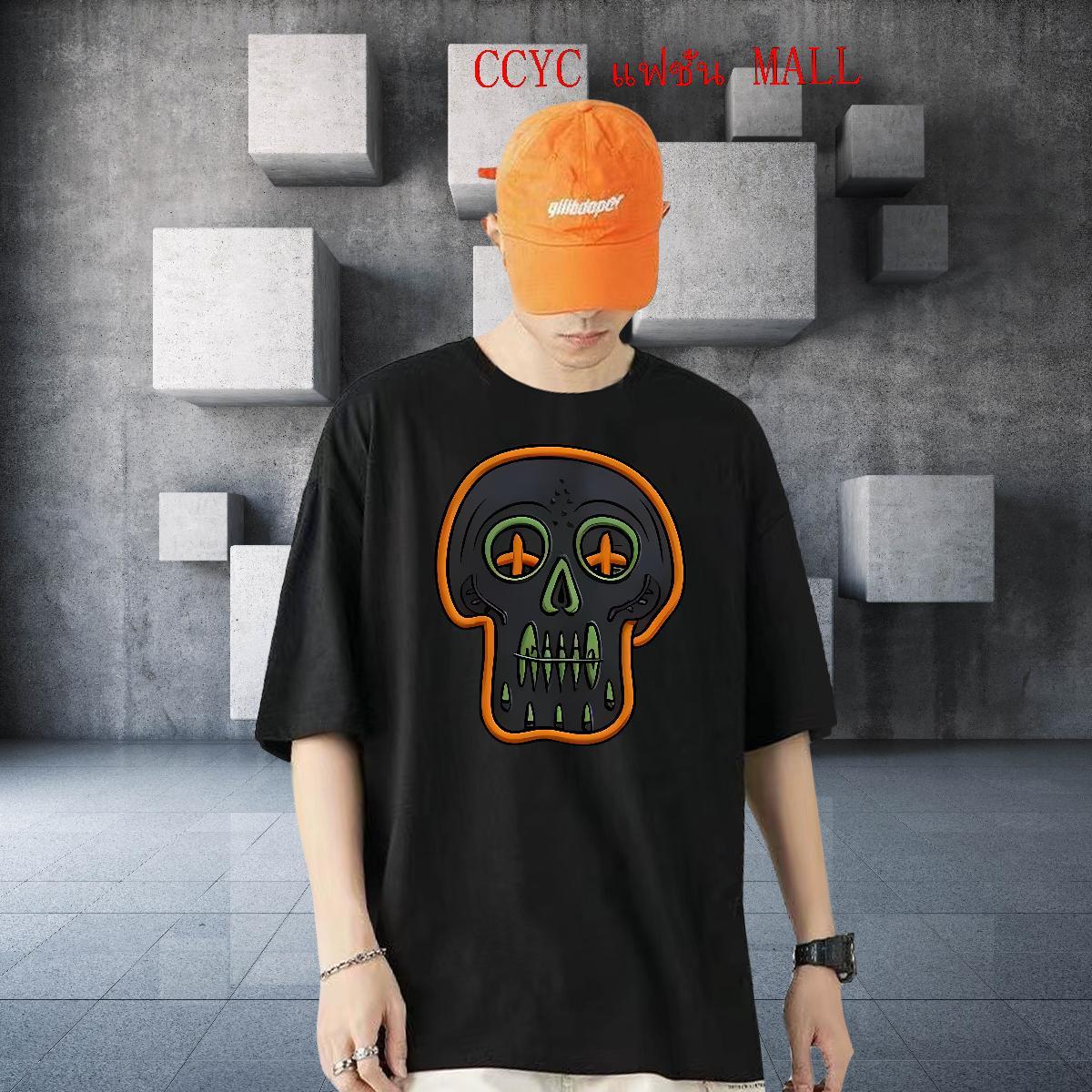 Customized Man T Shirts 230g Cotton halloween Street Polos Crew Neck Breathable Loose Men Tops Tees White Plus Size