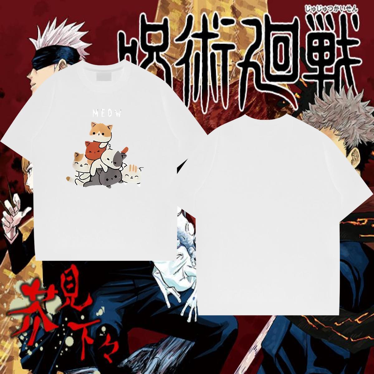 Casual New T shirt 230g Cotton cat Summer Casual Tees Shirts Breathable Soft Brand Tshirt for Man Woman Anime