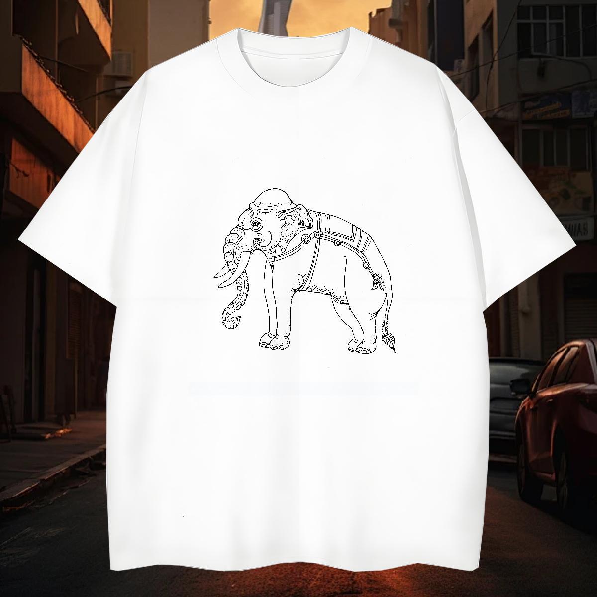 Mens T Shirts 230g 100% Cotton elephant Casual Beach Round Neck Short Sleeve Oversized 4XL Couples T Shirts Stylist Popular Clothes