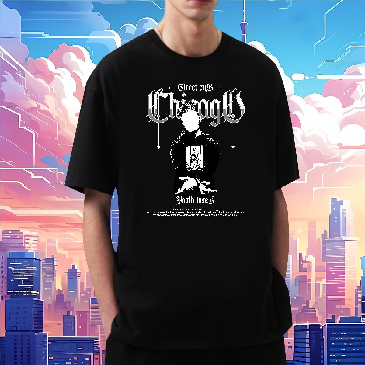 Fashion New T-Shirts for Men portrait Tshirts 230g Pure Cotton Street Wear Brand Customized Print Breathable Men Clothes T-Shirt