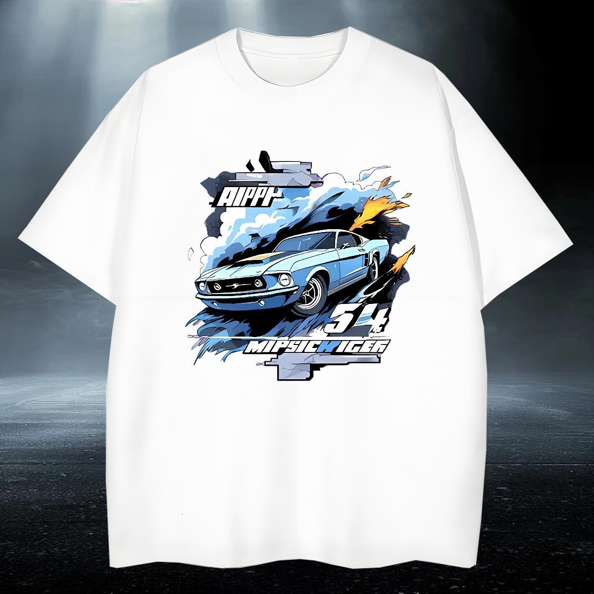 Cool Design Mens Tshirts 100% Cotton 230g Street Casual car DIY Printed Breathable Short Sleeve New T Shirt For Man Tops Shirt