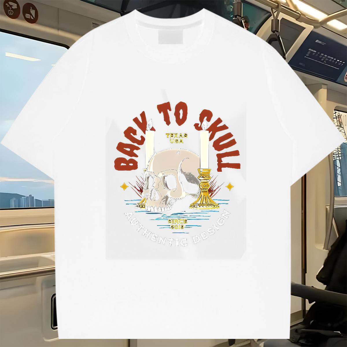 Custom Men T Shirts 230g Pure Cotton halloween Spring Summer Tees Shirts Breathable Soft Loose Fit Men Clothes T-Shirt Black Oversized