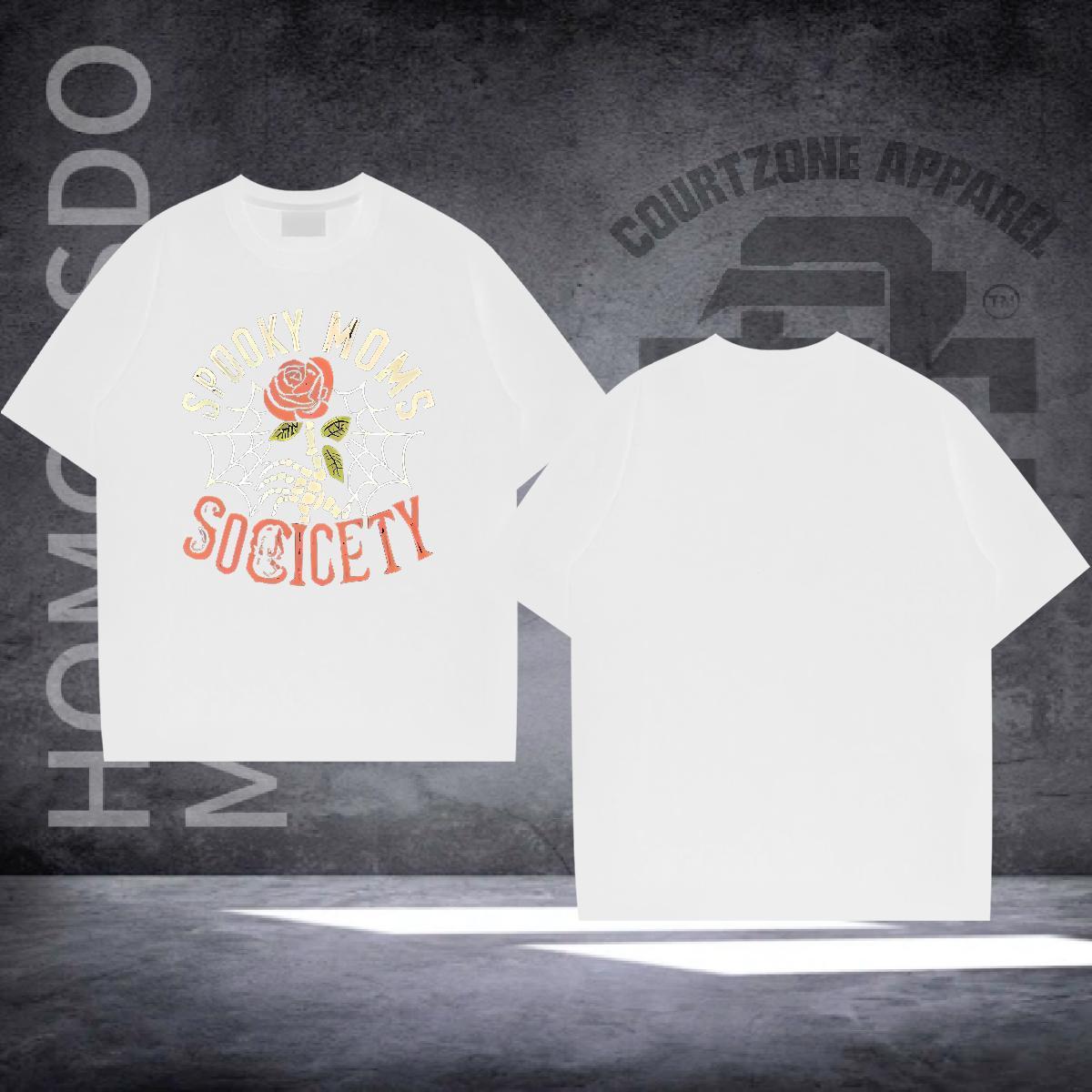 Brand T shirt 230g Pure Cotton rose Summer Casual Tee Shirt O Neck Short Sleeves Loose Tshirts Floral Print