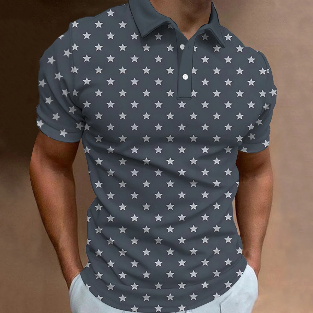 Fashion Mens Polo Shirt Short Sleeve Anchor Pattern T-Shirt 3D Printed Lapel Polo Shirts Tops High Quality Tees Mens Tops 240806