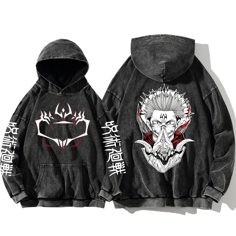 Jujutsu Kaisen Satoru Gojo Sweatshirts Anime Mens High Quality 100% Washed Cotton Hoodie Winter Oversized Streetwear Clothing 240806