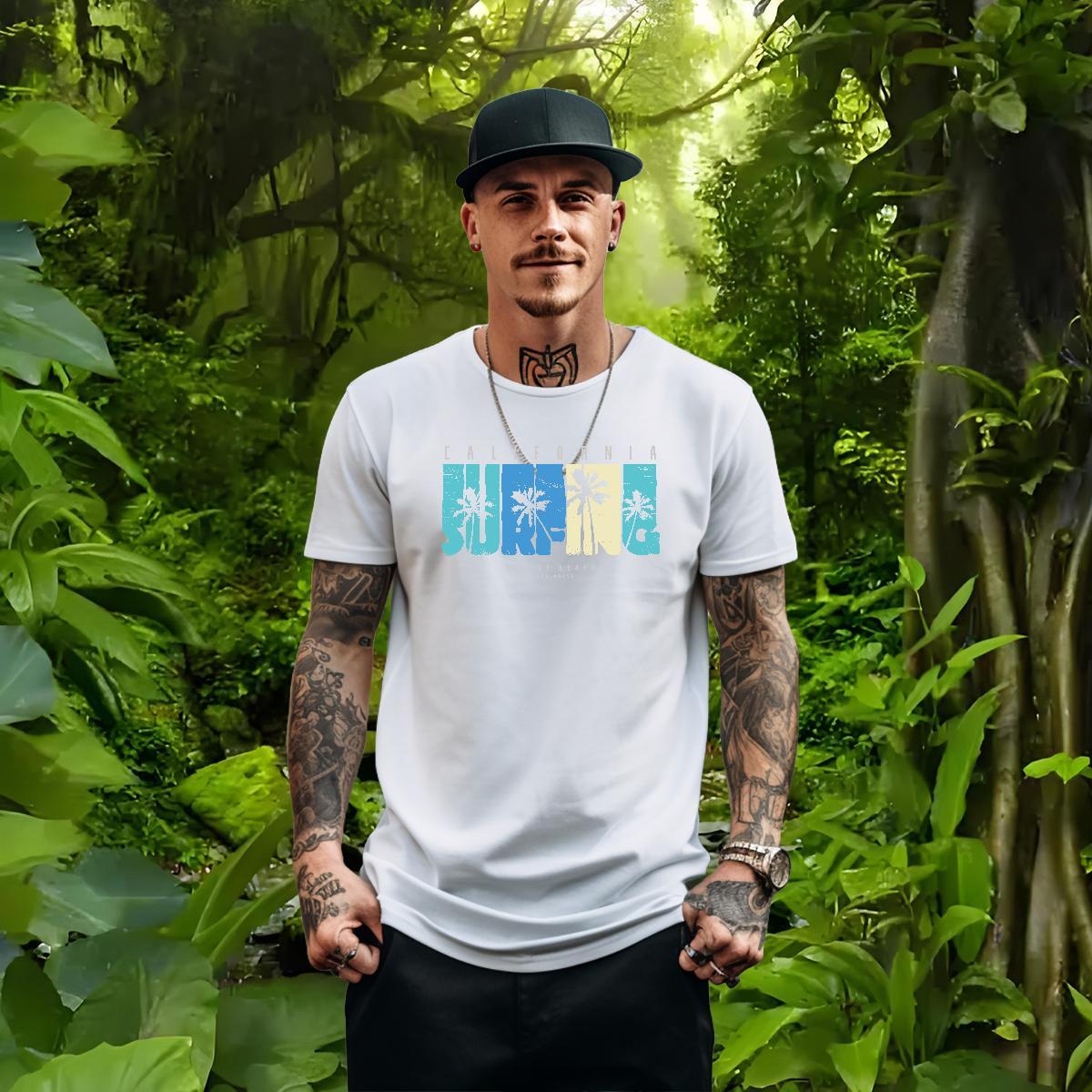 Custom T Shirt For Man 230g 100% Cotton tree Street Wear Clothes O-Neck Short Sleeve Loose Mens Tshirts Cartoon Printing L-4XL