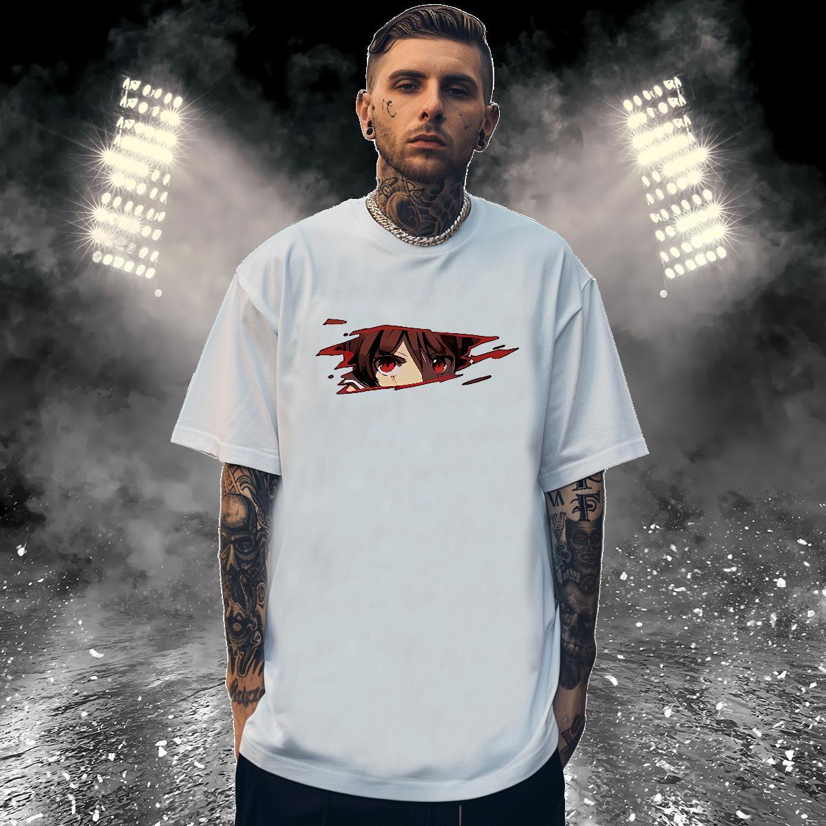 T-Shirts 230g 100% Cotton eyes Hip Hop Street Short Sleeve O-Neck Asian Size Men Tops Tees 2024 DIY Classic Tees Shirts