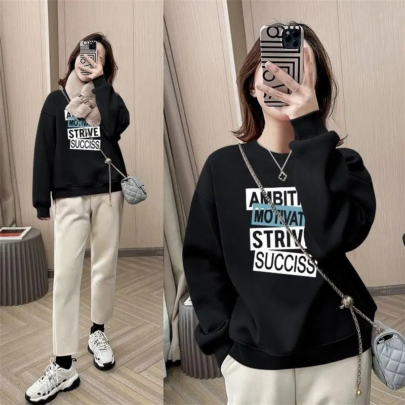 Autumn and Winter Sweaters Womens Loose Fitting Hooded Round Neck Long Sleeved Upper Garment Womens Thin Style Style 240806