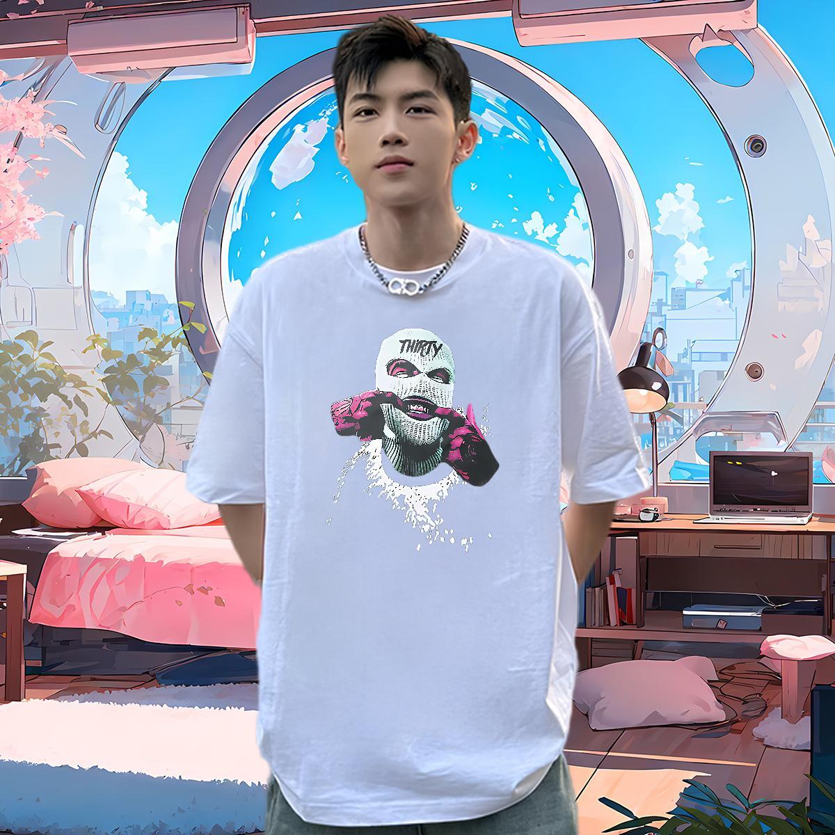 New T Shirts Men portrait Tops Shirt 230g 100% Cotton Street Comfortable Black White Crew Neck Breathable Men Tshirts