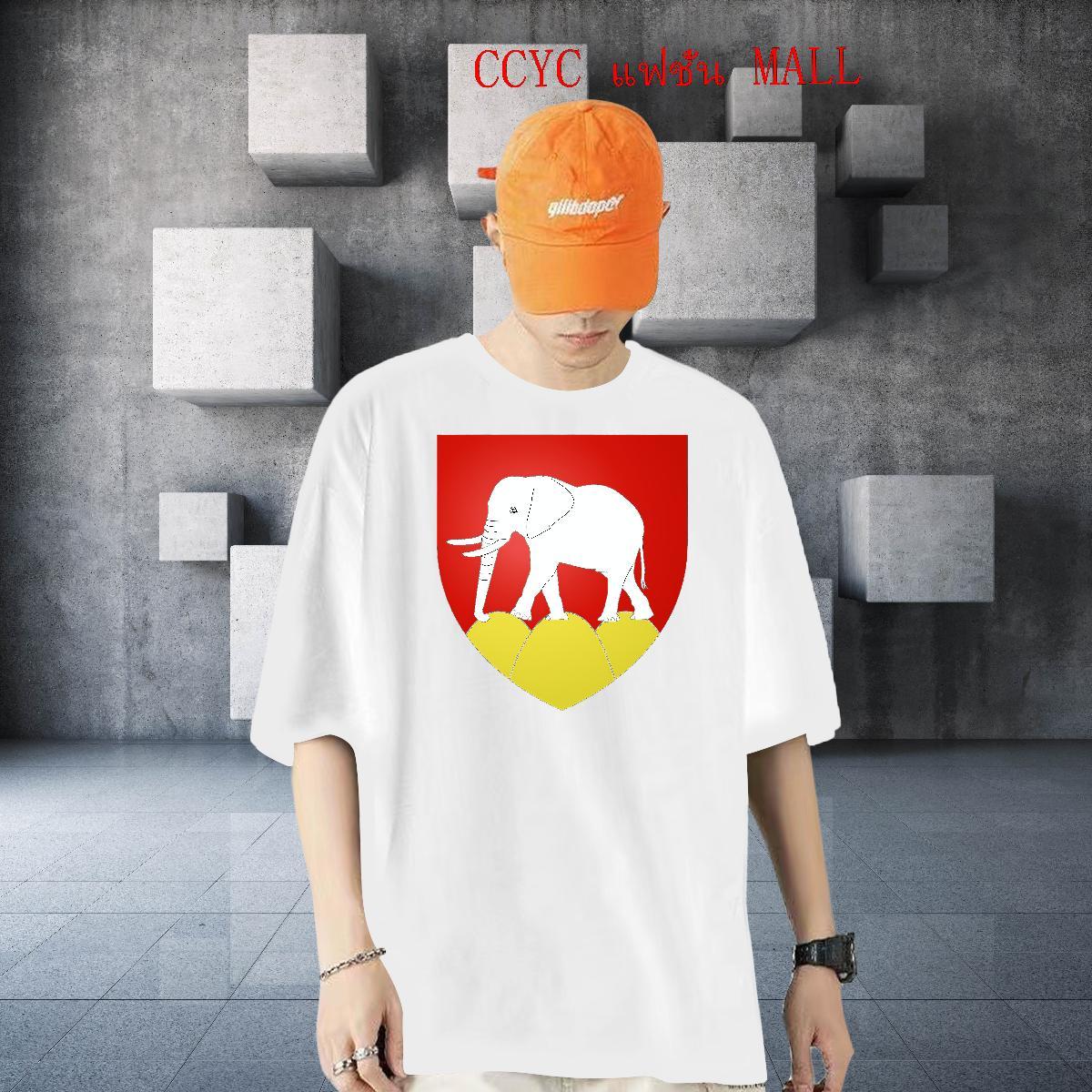 2024 Summer T-Shirts for Men 230g Cotton elephant Street Casual Tops Tees Breathable Crew Neck Brand Tshirts White Plus Size