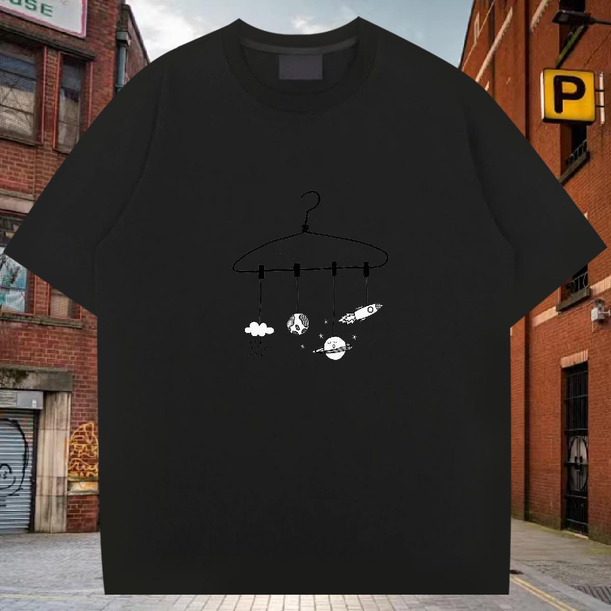 T Shirt For Man 230g Pure Cotton universe Casual Daily Wear Breathable Short Sleeve Oversized 4XL Tshirts 2024 DIY Cool Clothes