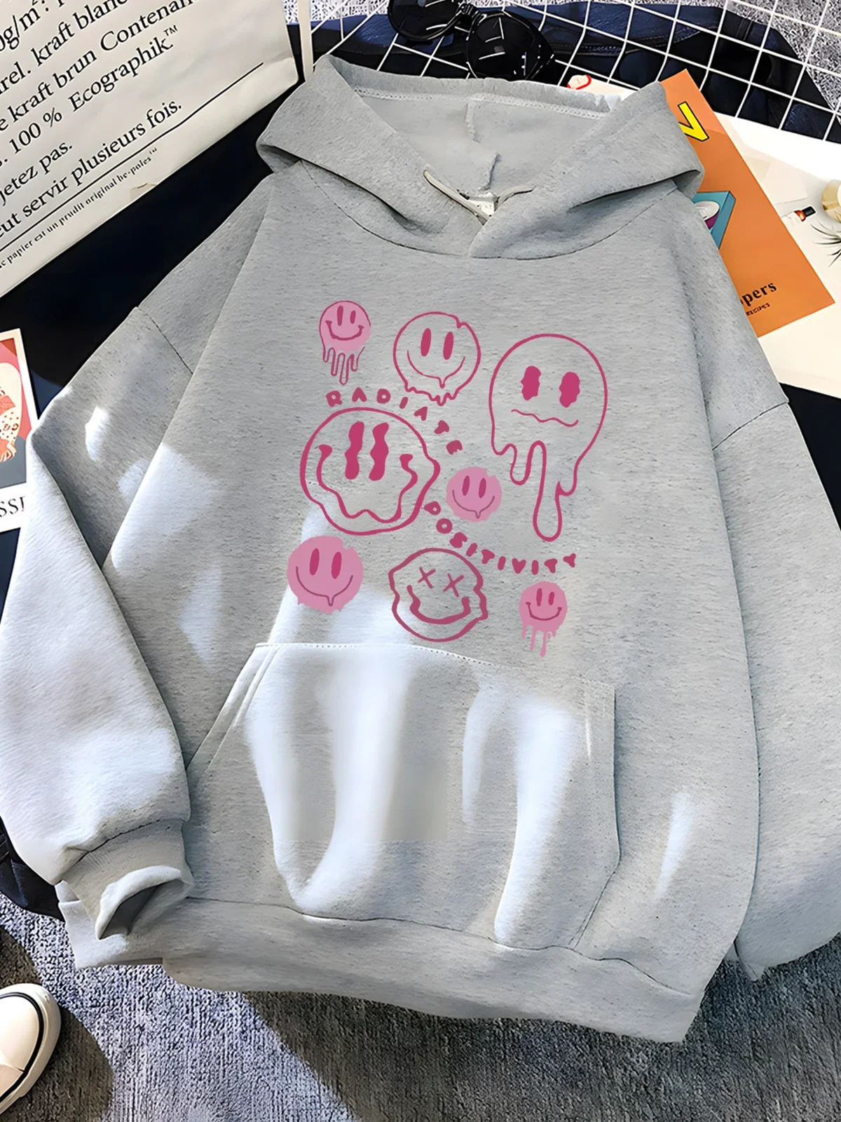 Hirsionsan Funny Graphic Print Hoodies Women Soft Loose Sportwear Female Sweatshirt Warm Fleece Ladies Clothes Polyester Y2k 240806