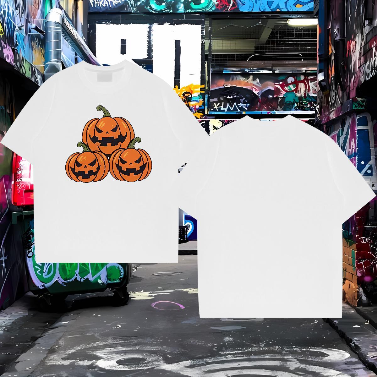 DIY Mens T Shirts 230g 100% Cotton halloween Street Top Tees Breathable Crew Neck Comfortable Men Clothes T-Shirt Custom Print Plus Size