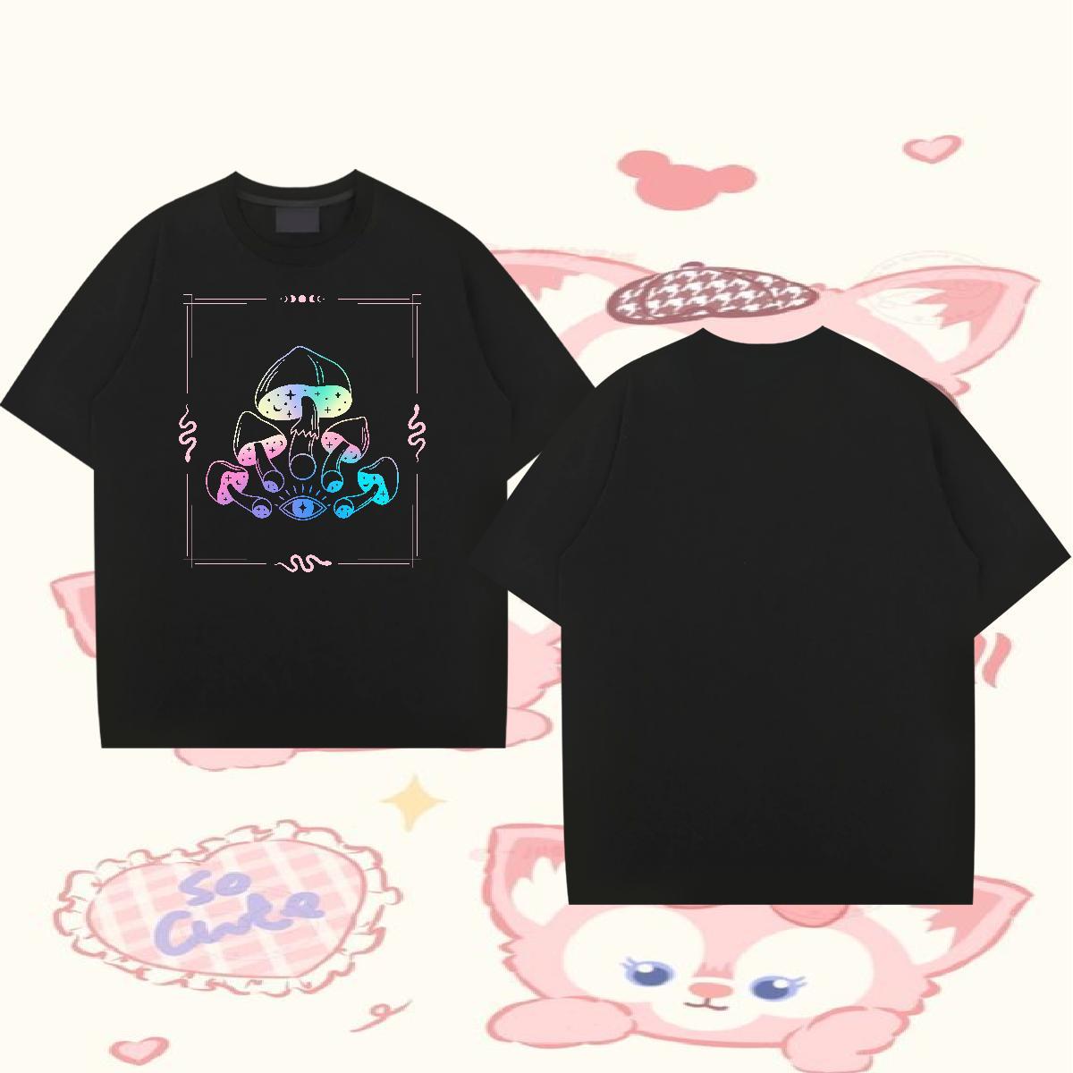 Customized T Shirt For Man 230g 100% Cotton mushroom Casual Daily Wear Tops Tees Breathable Short Sleeve Brand Men Tops Tees Skull