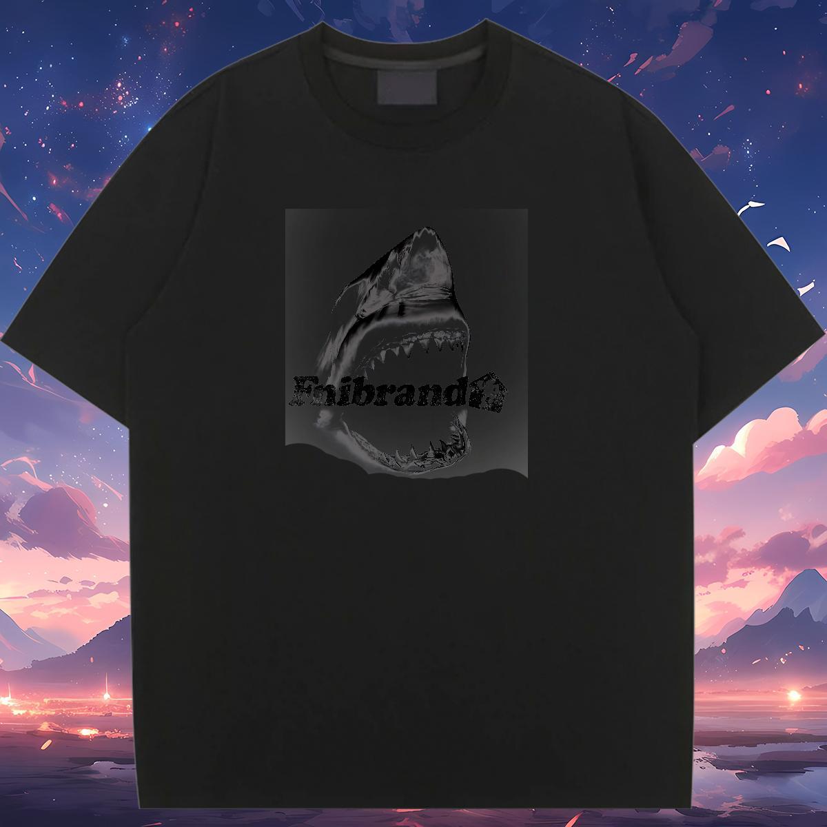 Loose Womens T Shirts O-Neck Short Sleeve Couples T Shirts DIY Logo Shark Casual 230g 100% Cotton Brand Tee Shirt