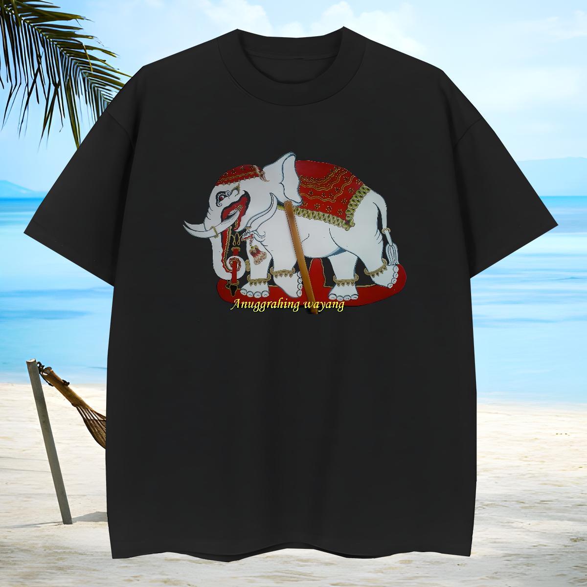 Loose Couples T Shirts 230g 100% Cotton elephant T-Shirts for Men Hip Hop Short Sleeve Soft Anime 2024 Summer Top Tees