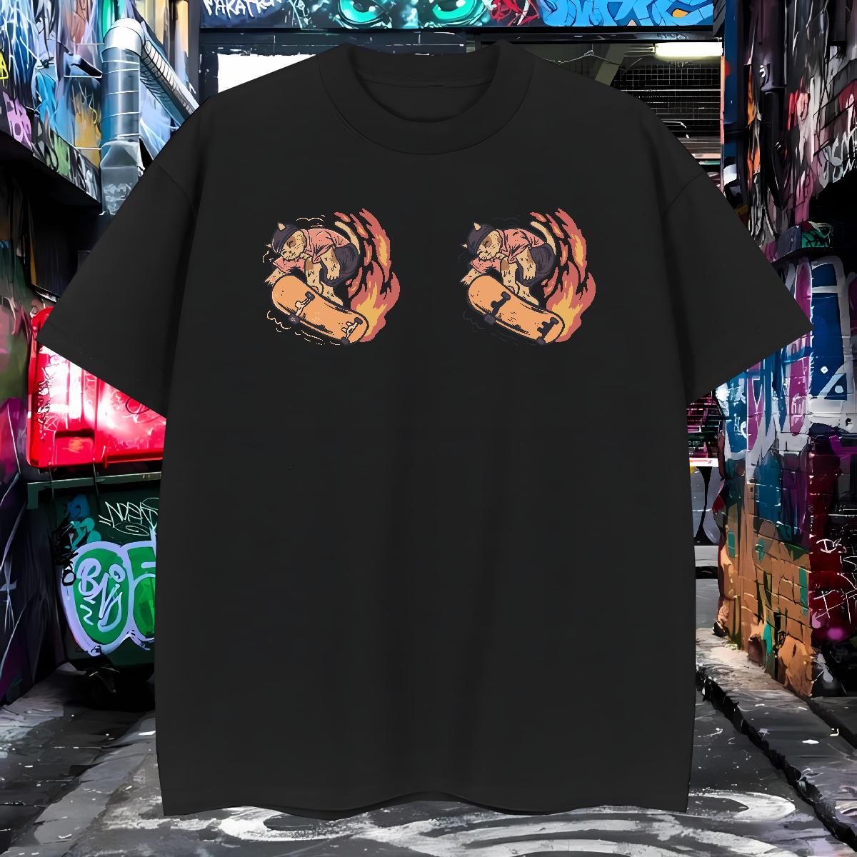 Custom T Shirts Men 230g 100% Cotton cat Street Clothings Breathable Soft Cool Men Tops Tees Plus Size Custom