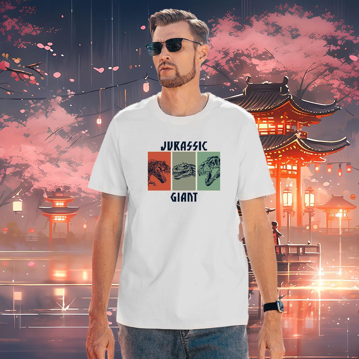 2024 New T shirt 230g Pure Cotton dinosaur Casual Clothes Breathable Crew Neck Wholesale Couples T Shirts DIY Printed