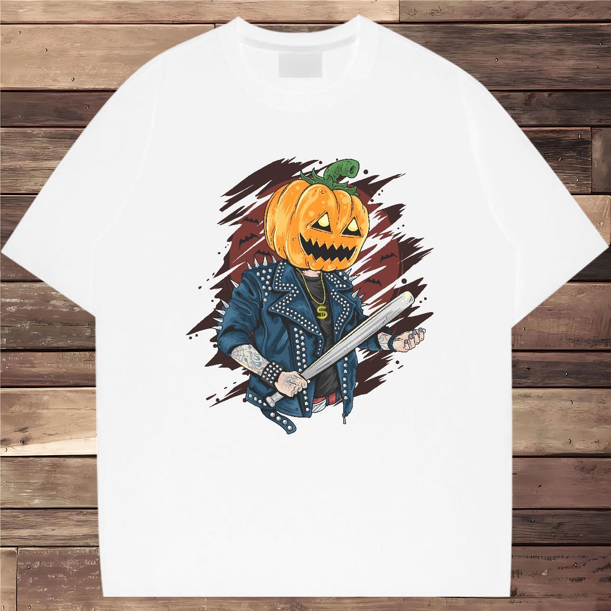 Fashion Men T Shirts 230g Pure Cotton pumpkin Anime Printing Street Tee Shirt Crew Neck Breathable Loose Fit Men Tshirts Custom Printing