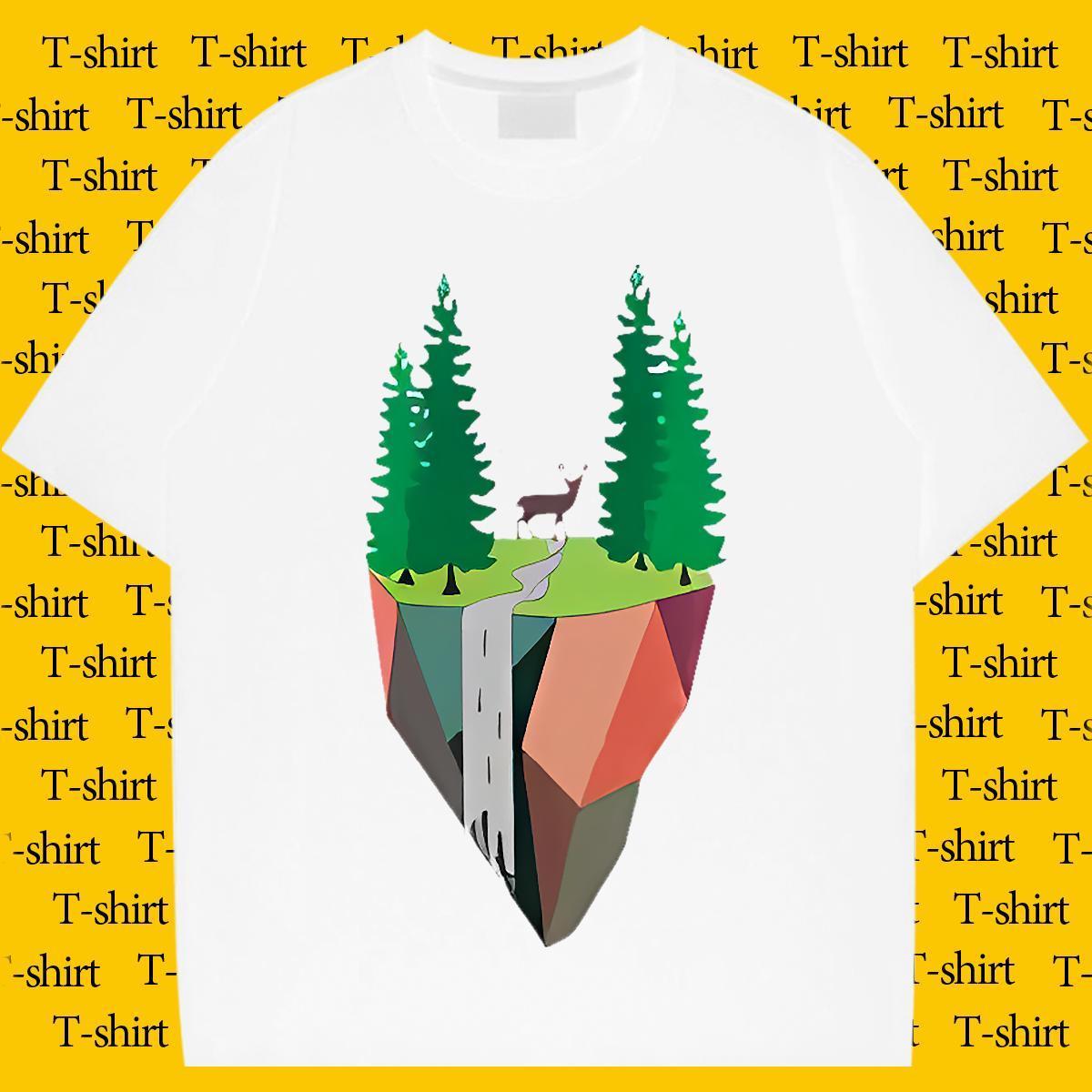 High Quality Men Tees 230g Pure Cotton Casual Daily Wear mountains DIY Logo Oversized Breathable Crew Neck Free Shipping T Shirts Men Tops