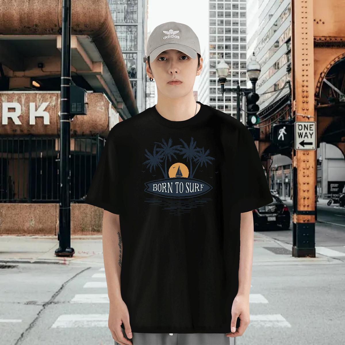 T-Shirts for Men 230g Pure Cotton tree Casual Beach Breathable Short Sleeve White Plus Size Men Clothes T-Shirt 2024 DIY Soft Tops