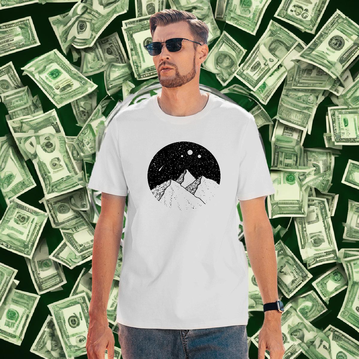 Loose Men Tees 230g Pure Cotton Street Casual mountains Custom Cartoon Breathable Fashion Design T-Shirts for Men Wear