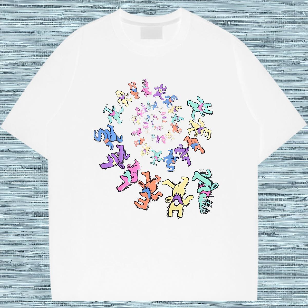 Mens T Shirts 100% Cotton 230g letter Casual Daily Wear Pure Cotton Floral Print Men Clothes T-Shirt 2024 TOP Quality Tops Shirt