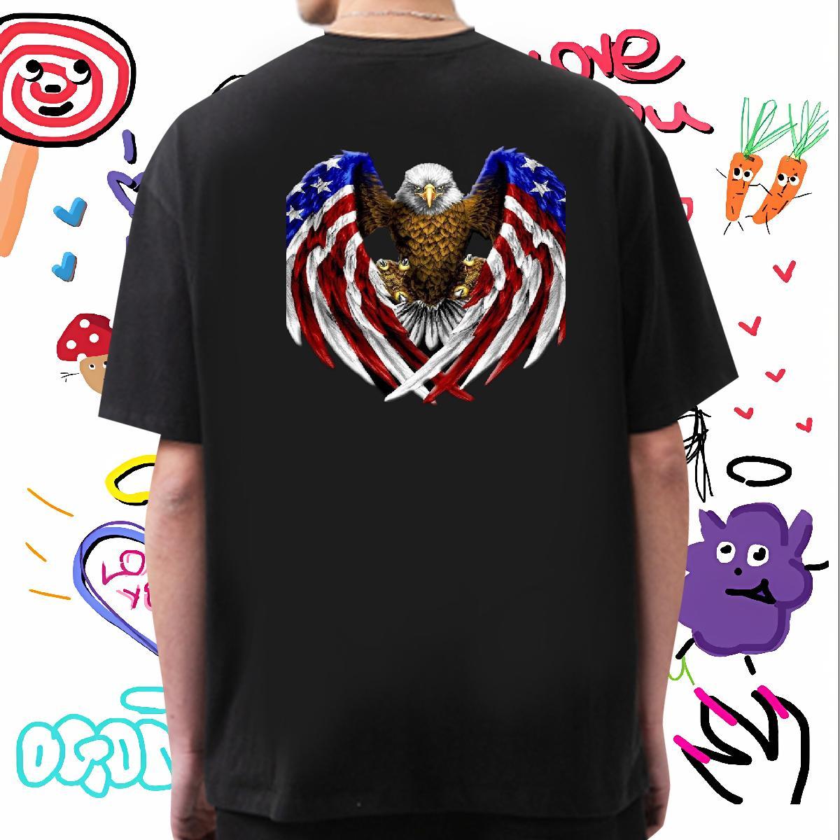 New Designer Mens T Shirts 230g Pure Cotton eagle Hip Hop Street Top Tees Short Sleeve O-Neck High Quality Tshirts DIY Logo Oversized