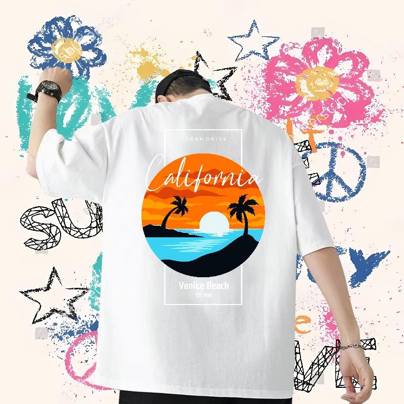 Free Shipping Man T Shirts 230g Cotton sea Sports Casual Tops Short Sleeve O-Neck TOP Quality Tshirts DIY Printed