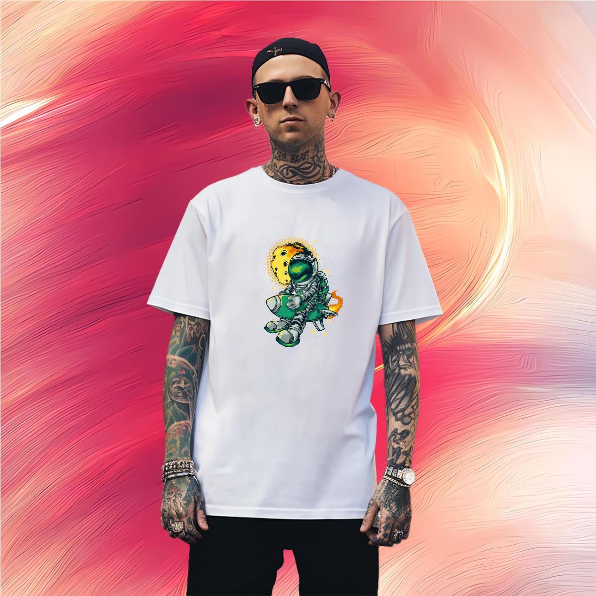 T Shirt For Man 230g Pure Cotton universe Hip Hop Street Breathable Crew Neck Custom Print Plus Size Men Tops Tees 2024 New Popular Tee Shirt