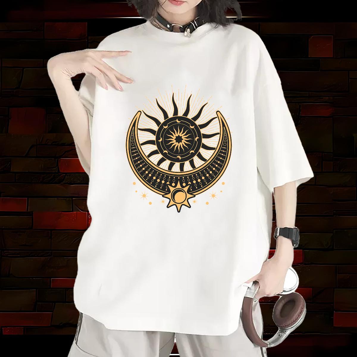 Designer Women Tees 100% Cotton 230g solar system High Street Hip Hop Woman T Shirts Short Sleeve O-Neck Cartoon Anime Clothes