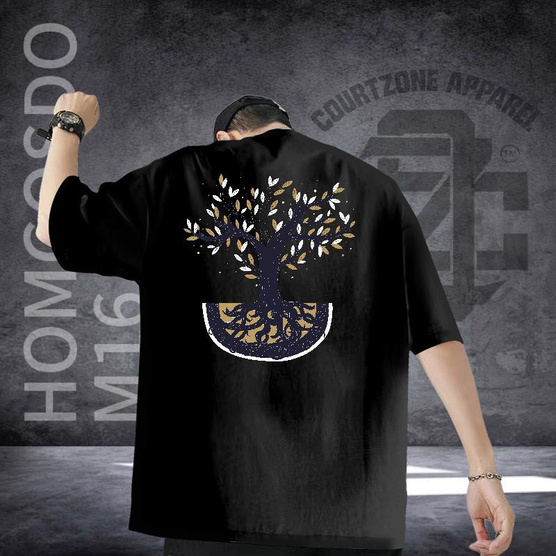 Fashion Designer T-Shirts for Men 230g 100% Cotton tree Street Tees Shirts O-Neck Short Sleeve TOP Quality Men Tops Tees Anime Print