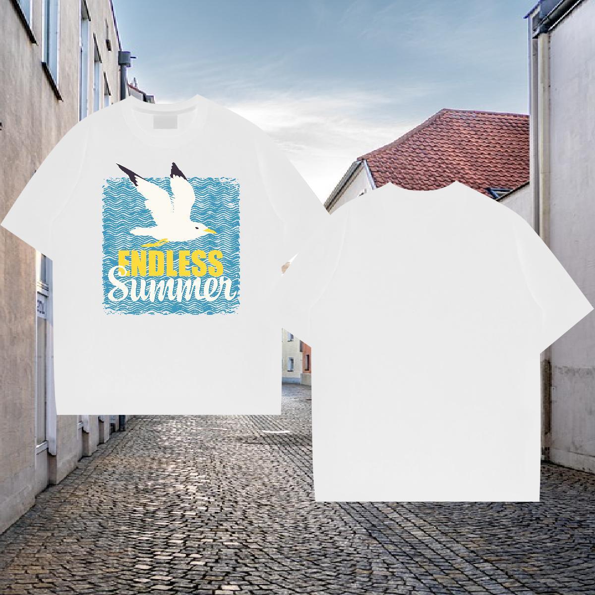 DIY Customized T shirt 230g Pure Cotton bird Summer Casual Tops Shirt Breathable Short Sleeve Classic Men Tees Custom Print Plus Size