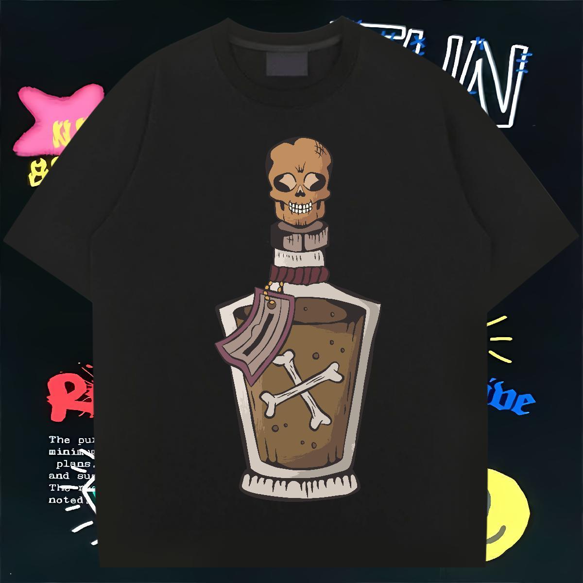 Fashion New Mens T Shirts 230g Cotton bottle Daily Outfit Clothings Breathable Short Sleeve Free Shipping Couples T Shirts DIY