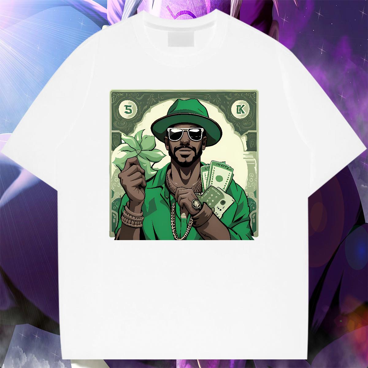 Unisex Men Tops Tees 230g Cotton Daily Wear cash Cartoon Print O-Neck Short Sleeve Customized Man T Shirts Top Tees