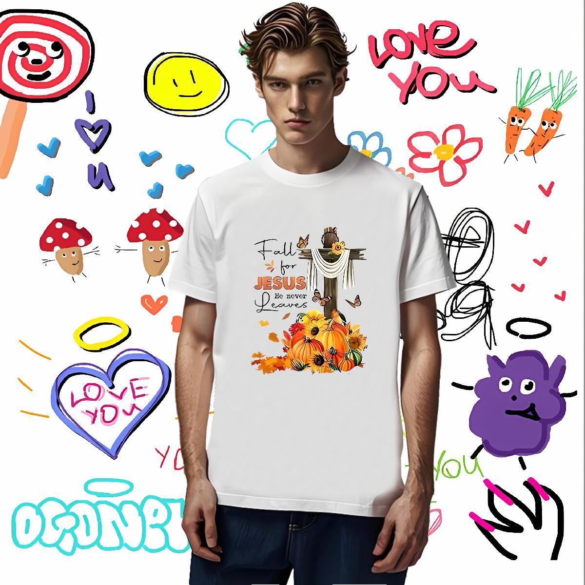 Fashion Design T-Shirts for Men 230g 100% Cotton pumpkin Beach Tops Shirt Breathable Short Sleeve Unisex Men Tshirts Anime