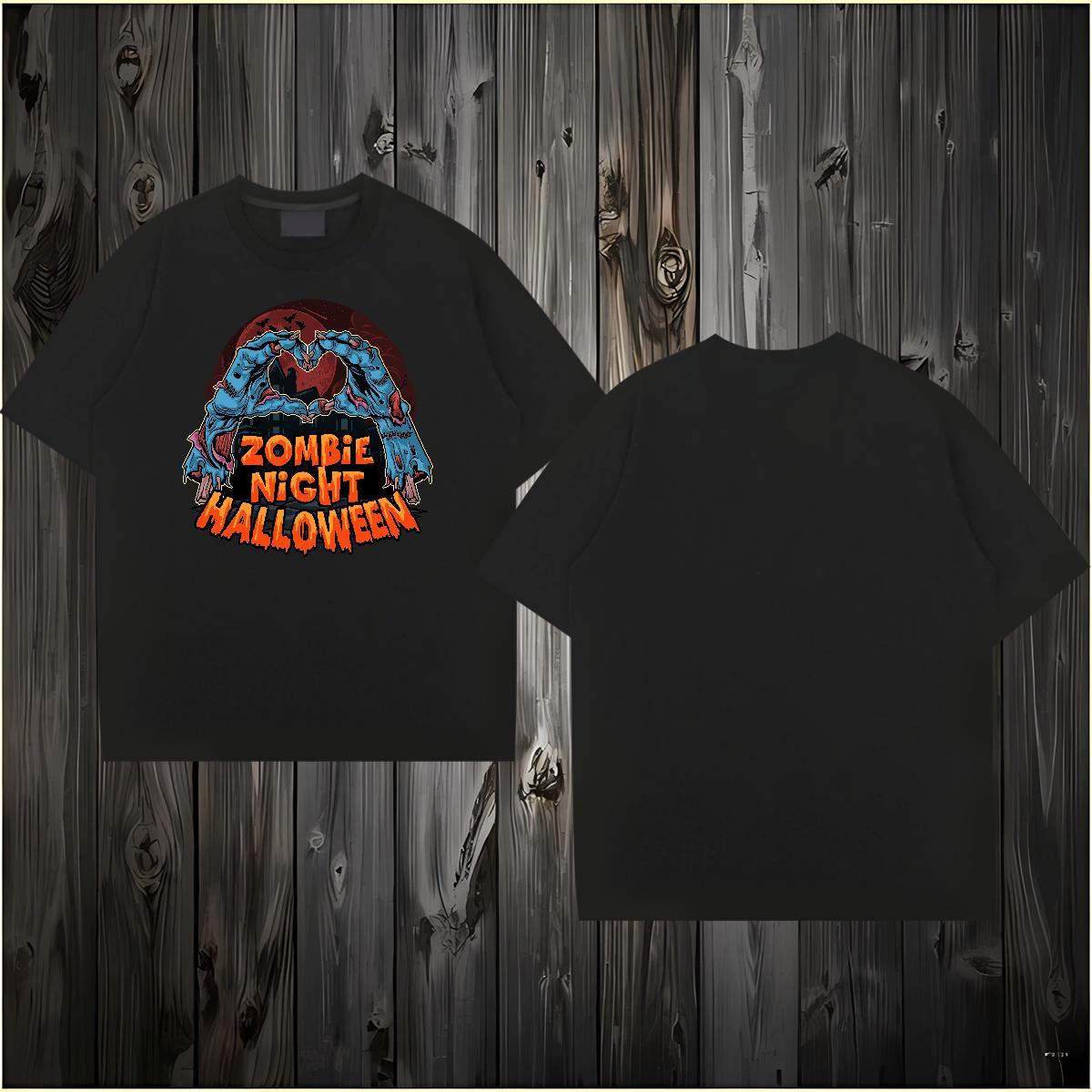 2024 Summer T-Shirts for Men 230g Cotton Halloween Anime Printing Street Tops Breathable Soft Men Clothes T-Shirt Graphic