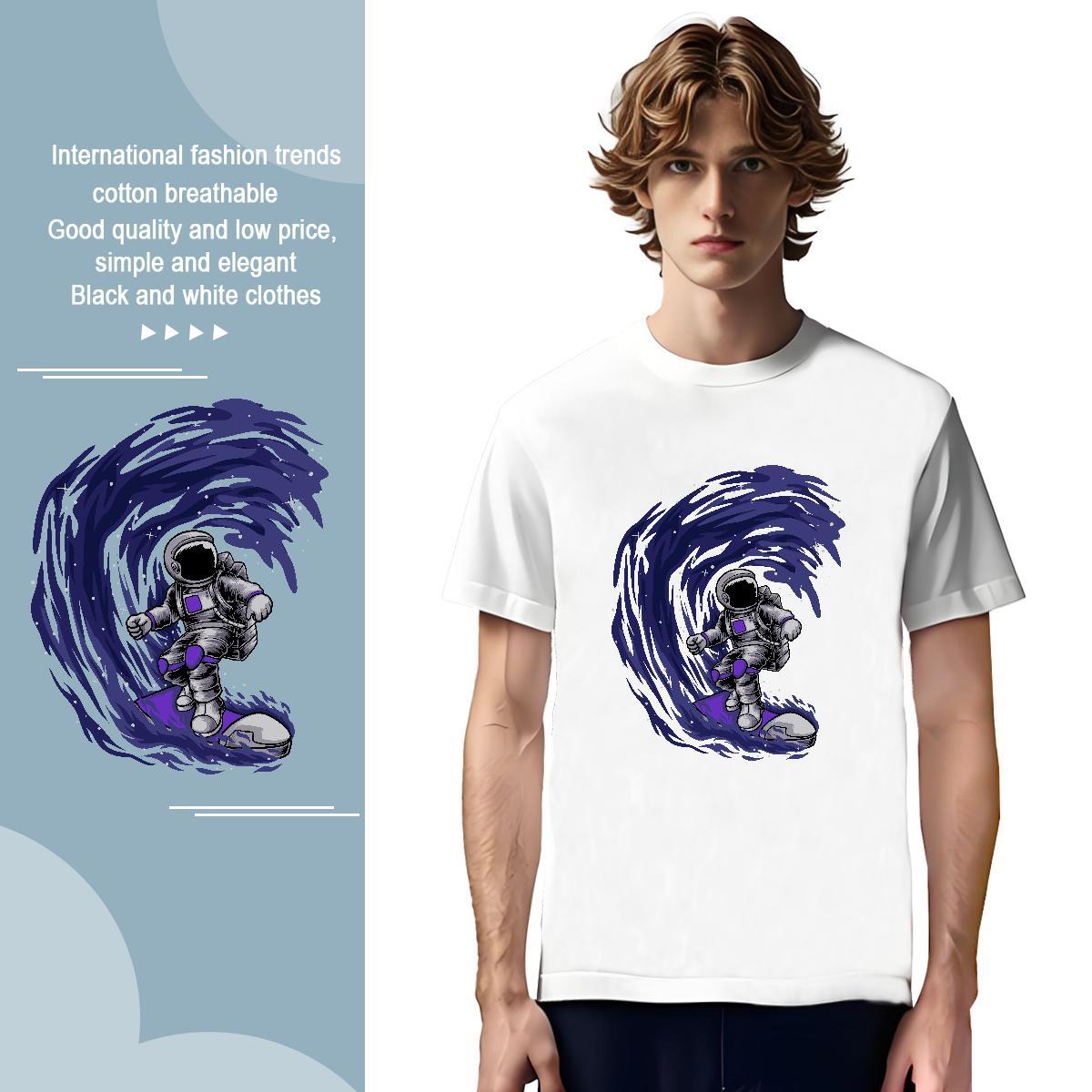 Men T Shirts 230g 100% Cotton universe Street Wear Breathable Crew Neck Custom Print Oversized Men Tshirts 2024 DIY Popular Tees Shirts