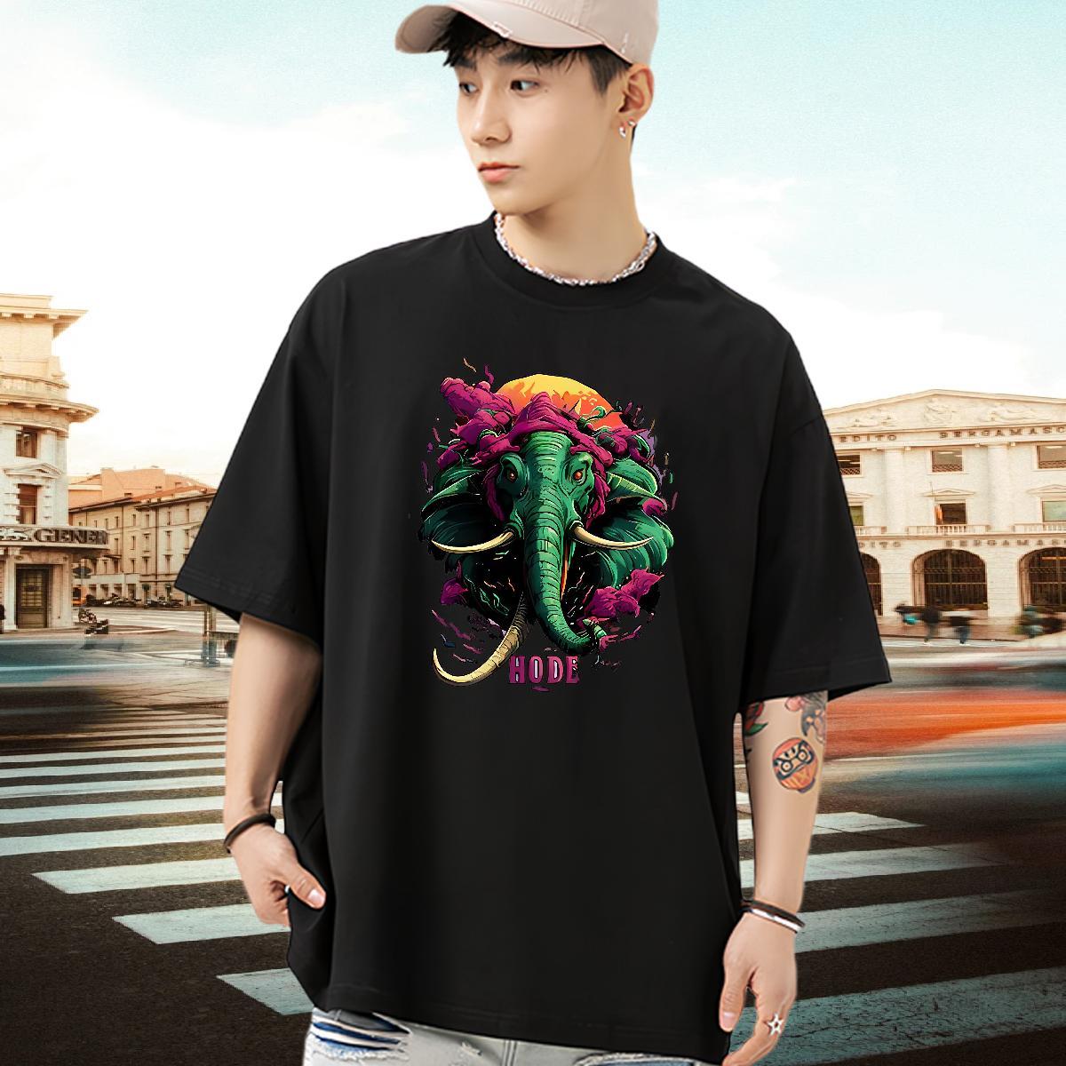 Classic Casual T Shirts Men 230g 100% Cotton Daily Wear Clothes Crew Neck Soft Men Tees Custom Anime