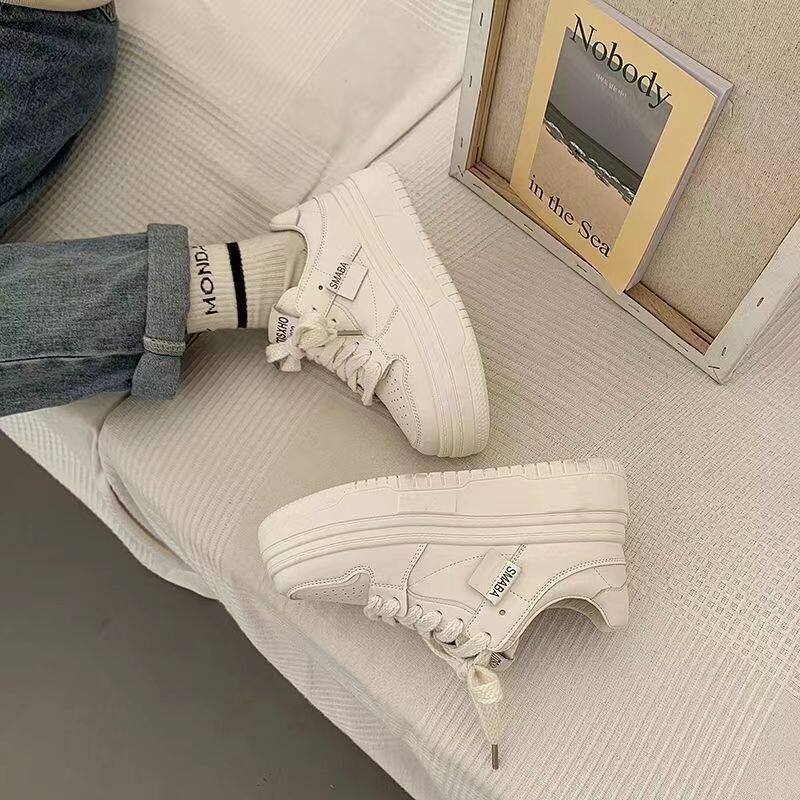 Thick soled small white shoes for women's 2024 new versatile ins high rise student casual sports Trainers