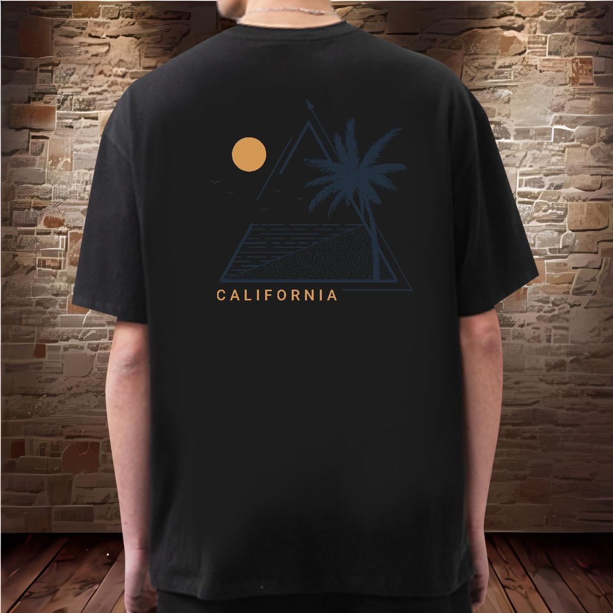 Fashion T-Shirts 230g Pure Cotton sea Outdoor Tops Tees Breathable Crew Neck Cool Men Clothes T-Shirt Black Oversized