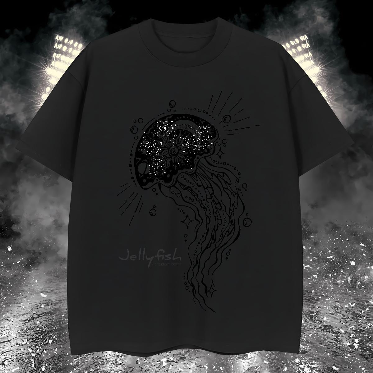 T Shirts Men 230g 100% Cotton jellyfish Hip Hop Street Crew Neck Graphic Mens Tshirts Designer Fashion Popular Tees Shirts