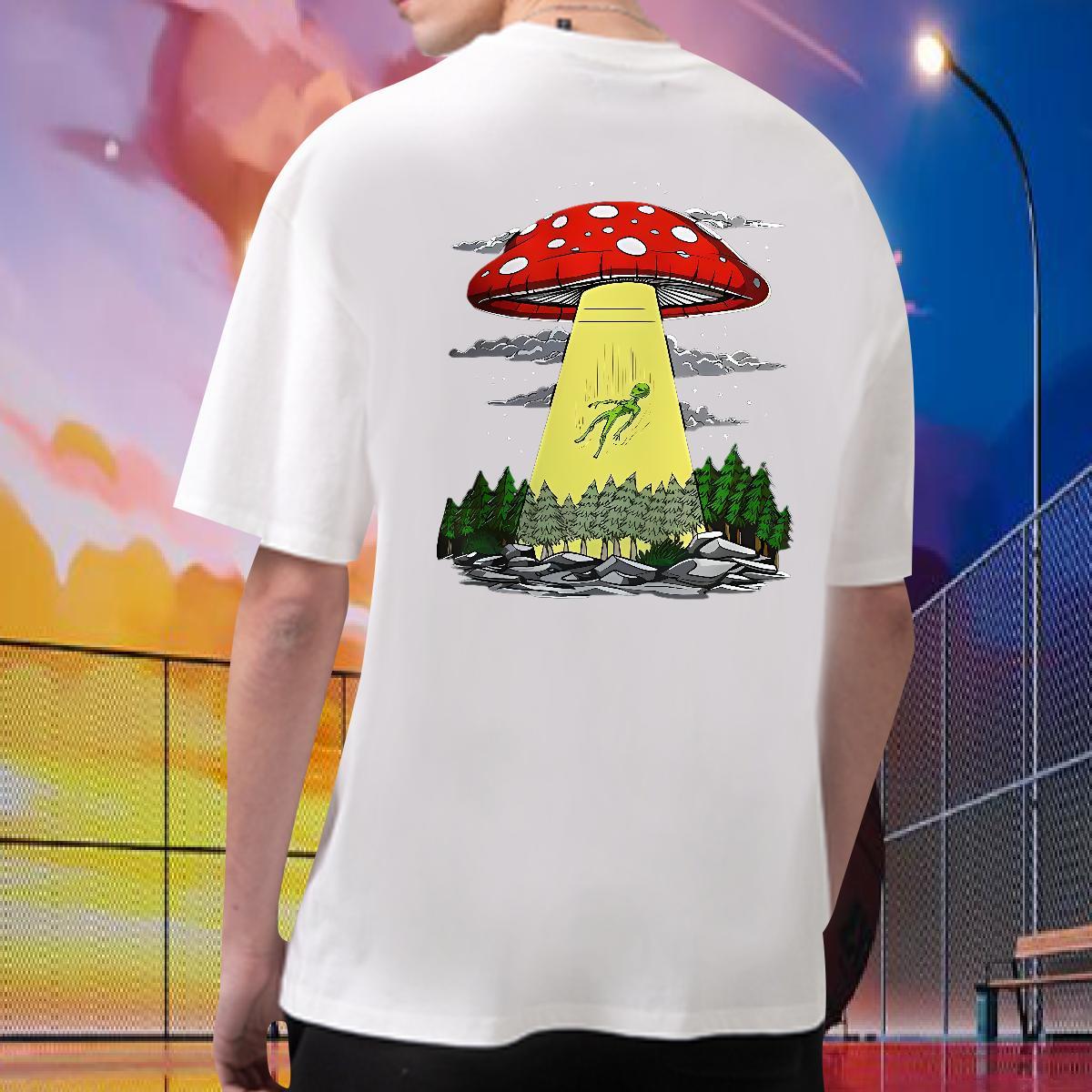 New Arrival T Shirts Men 230g Cotton mushroom Summer Casual Tshirts Breathable Cool Mens Tshirts Asian Size